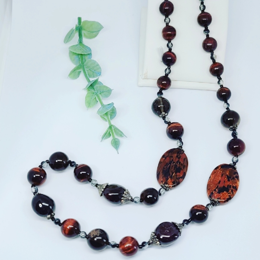 Mixed Goldstone, Red Tiger Eye, Garnet necklace 🤩